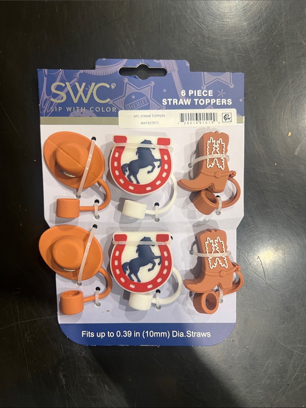 Western Cowboy Straw Toppers - 6 Piece Set